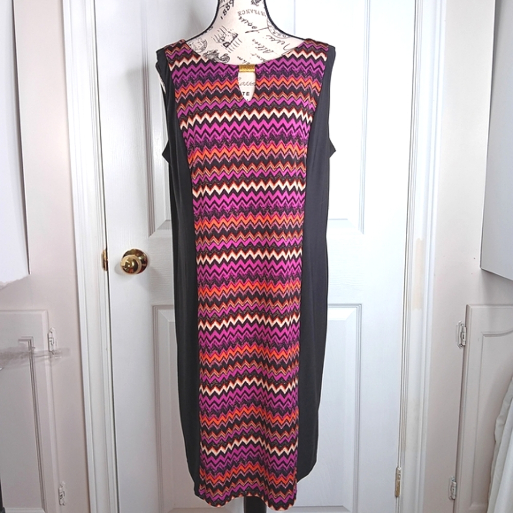 Emma Michele Sleeveless Sheath Dress Midi MultiColor Size XL Relaxed Fit